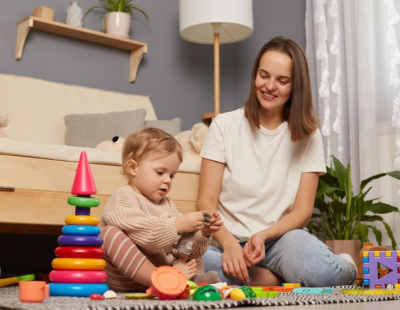 Babysitting agency professional caring for a child at home in Dubai