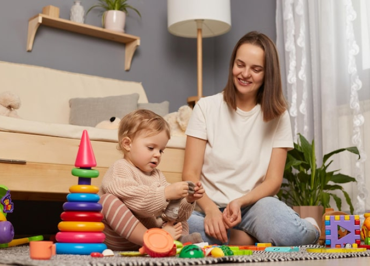 Babysitting agency professional caring for a child at home in Dubai